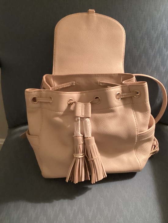 Tory Burch Soft Pink Drawstring Leather Backpack with Tassels main image 4